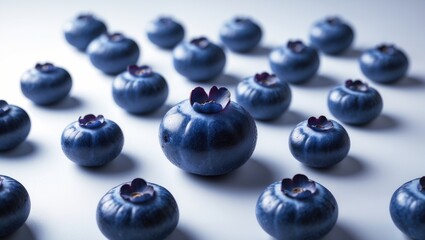 Juicy blueberries isolated against a white background for diet and organic food themes
