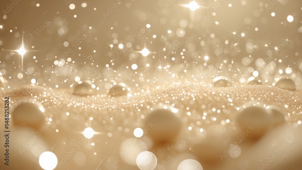 Poster beige sparkle background template with abstract design and blank space