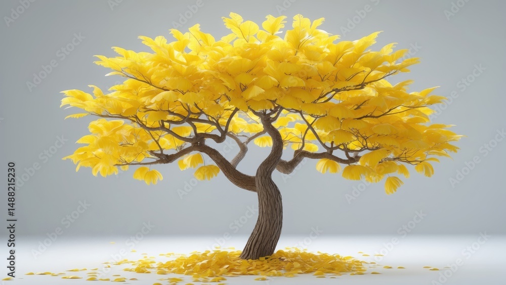 Aufkleber single ginkgo tree on white background with clipping path for botanical display