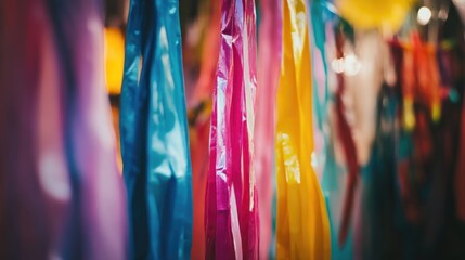 Vibrant Colorful Fabric Streamers Hanging, Festive Decor