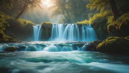 Waterfall cascading into the river