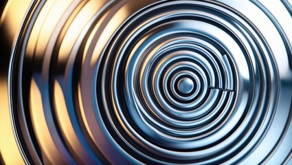 Obraz premium Brushed chrome surface with circular patterns on a metallic background.