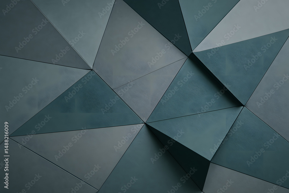 Poster geometric puzzle: a modern, abstract pattern featuring a collection of interconnected, three-dimensi