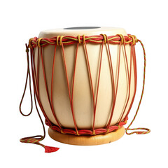 Traditional Indian Dholki Drum Musical Instrument Closeup Studio Shot