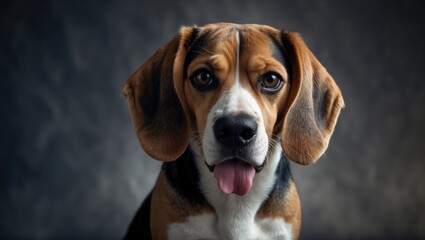 Dark background featuring a Beagle dog