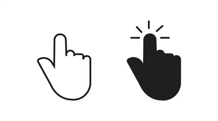 Cursor pointer icon, pointing hand symbol, clicking, vector illustration.