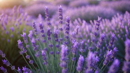 Fototapeta premium Lavender blossoms illuminated by sunlight