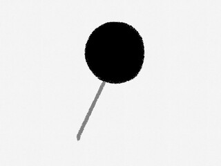 Black round pushpin cute hand drawn crayon drawing Emoji