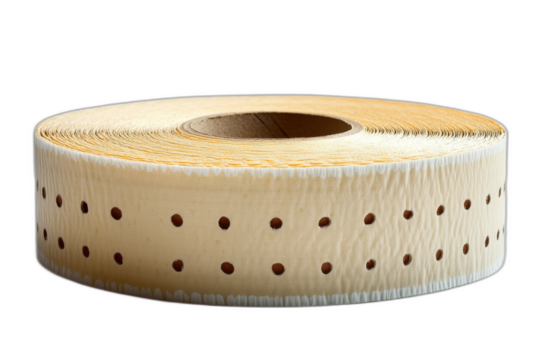 Roll of white and brown paper with dots isolated on transparent background.