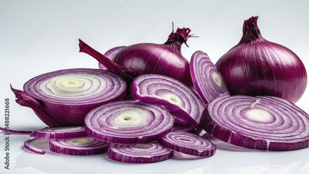 Poster Background featuring a collection of sliced onions.