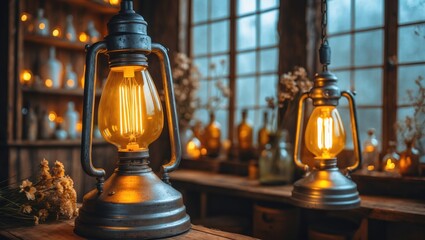 Vintage and modern fashion lamps for loft-style room decor