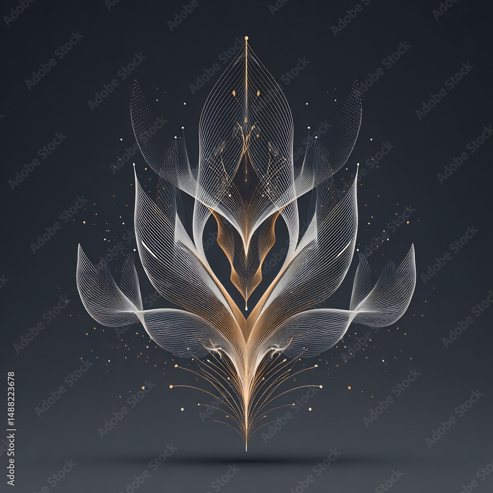 Poster elegant digital bloom illustration with flowing lines and subtle gradients effect
