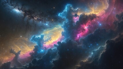 Obraz premium Stunning, vibrant nebula and distant galaxies in the vastness of space