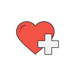 Obraz premium Heart icon with medical cross symbol in modern flat style 