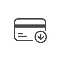Credit card icon with downward arrow symbol for online payments  