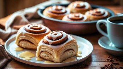Fototapeta premium Cinnamon Rolls Freshly Baked for Breakfast