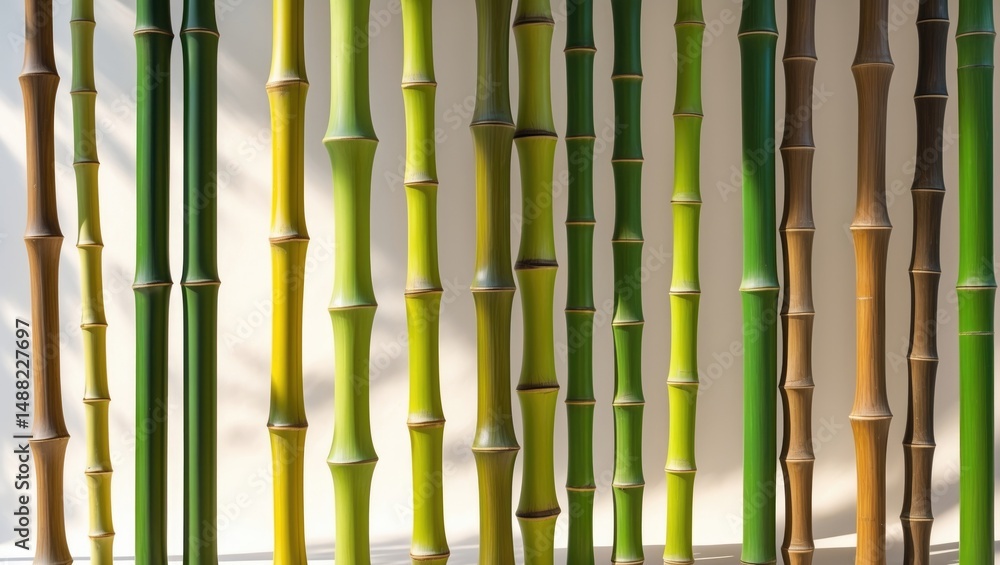 Poster elegant bamboo design featuring stripes and woven rattan elements for tropical architecture