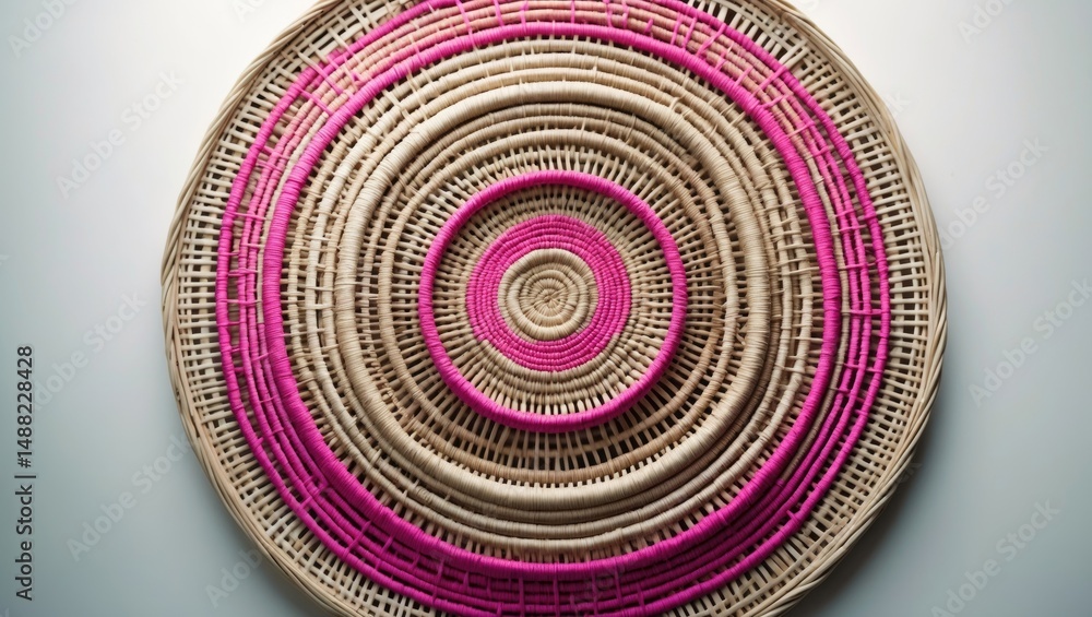 Aufkleber Wicker Table Place Mat with Circular Weave on a white background