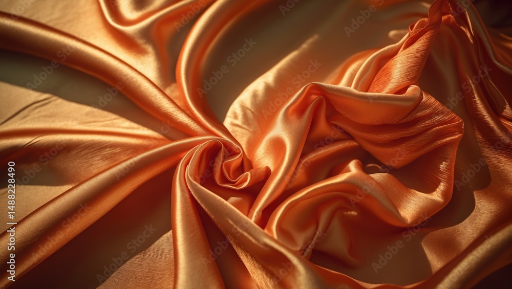 Poster texture of orange fabric cloth for background and artistic design, featuring a lovely crumpled patte