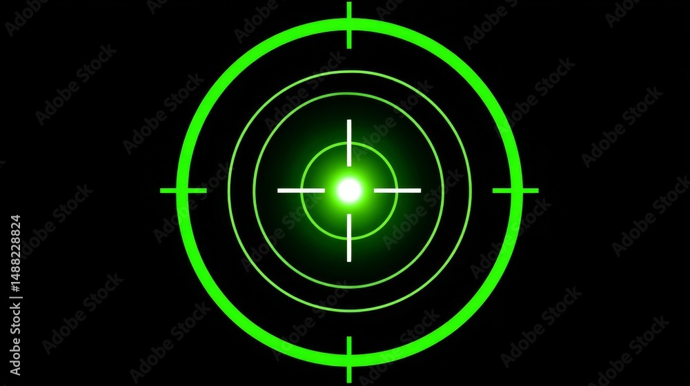 Aufkleber high-tech target lock hud animation with glowing green reticle and concentric circles