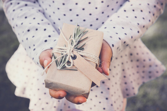 Hands holding eco present box