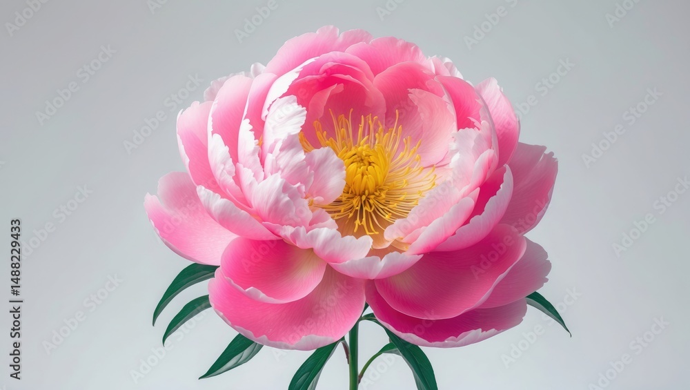 Poster isolated pink peony flower with clipping path on a plain background. closeup for design purposes. na