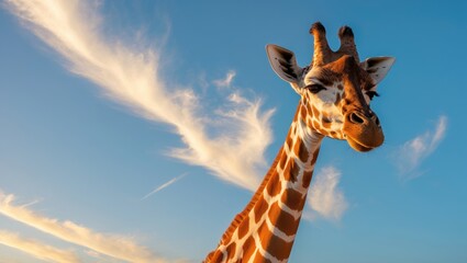 Naklejka premium Giraffe soaking up the sunlight