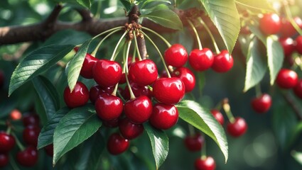 Obraz premium Ready-to-pick red cherries