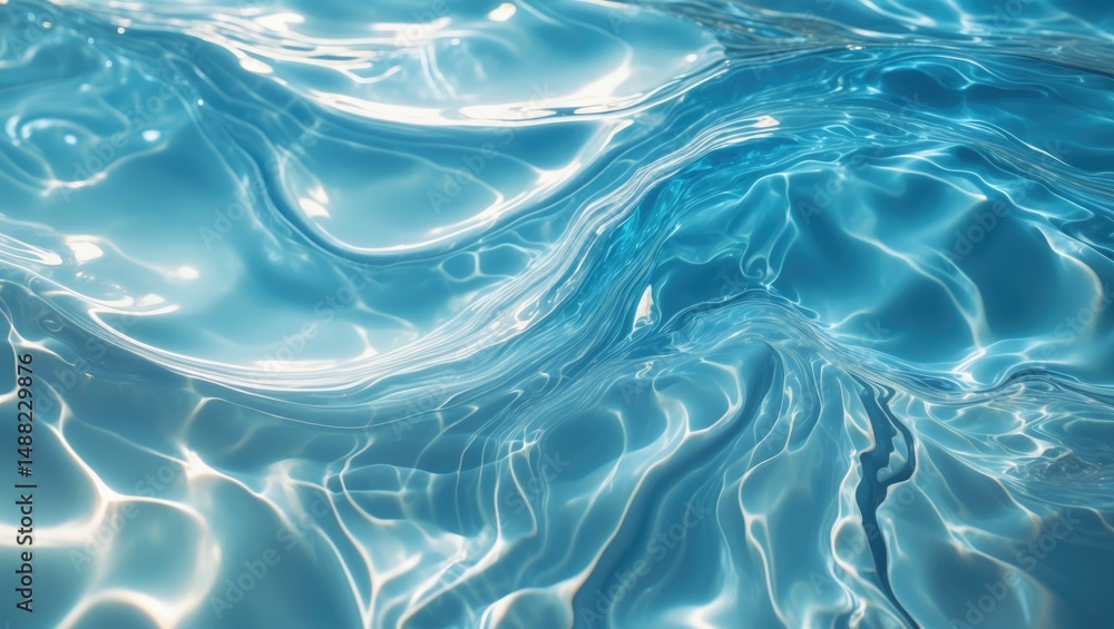 Aufkleber azure water wave, pristine natural swirl pattern texture backdrop, abstract imagery