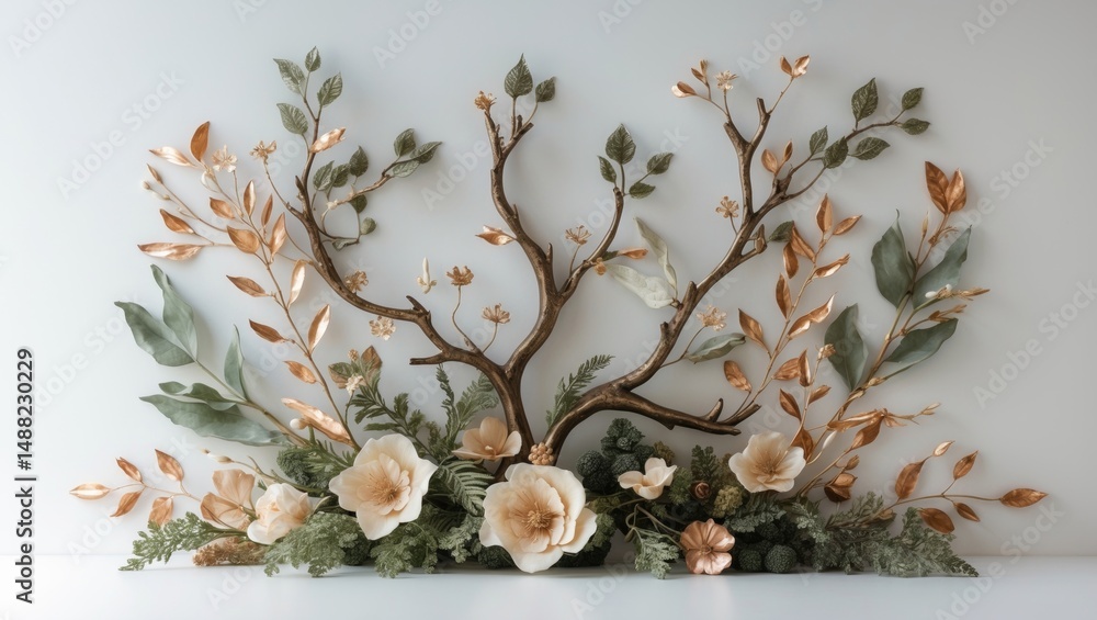 Poster botanical design in the shape of branches