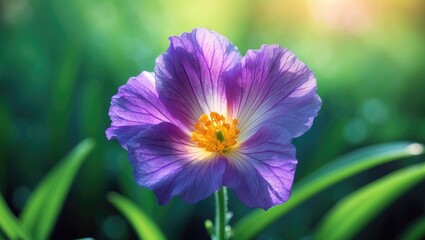 Close-up of a flowering plant captured on a bright day against a green background.