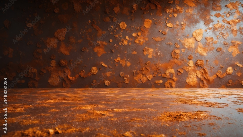 Poster wall background with brown rust patterns for design in your work banner concept, featuring a large w