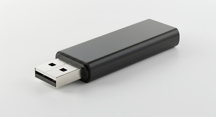 Black USB Flash Drive Object Studio Shot for Data Storage and Technology Concepts