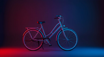 Fototapeta premium bicycle, bike, retro bike, Retro Bicycle in Neon Light