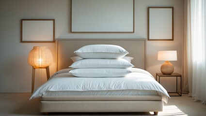 Bed adorned with gently folded duvet and pillows