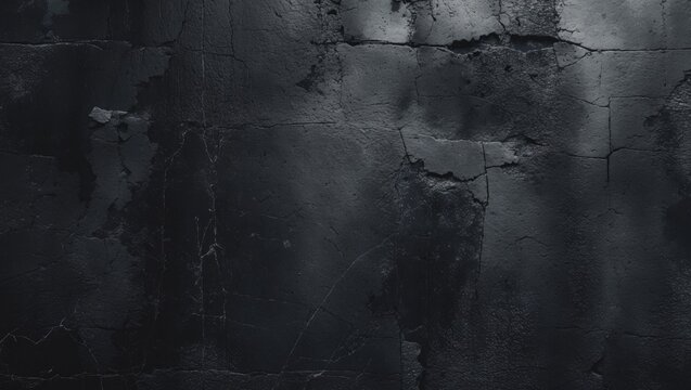 Old-fashioned black wall with rough, grungy, textured surface - Powered by Adobe