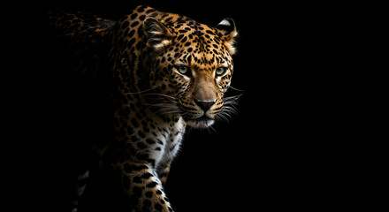 Obraz premium leopard, big cat, feline, Majestic Leopard in the Dark