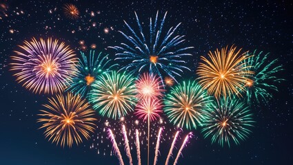 Fototapeta premium Stunning vertical image of vibrant fireworks against the night sky