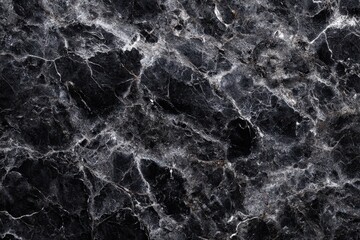 Close-up of black marble texture with white veins.