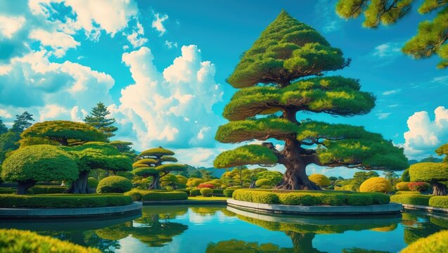 Bonsai trees present a very beautiful sight.