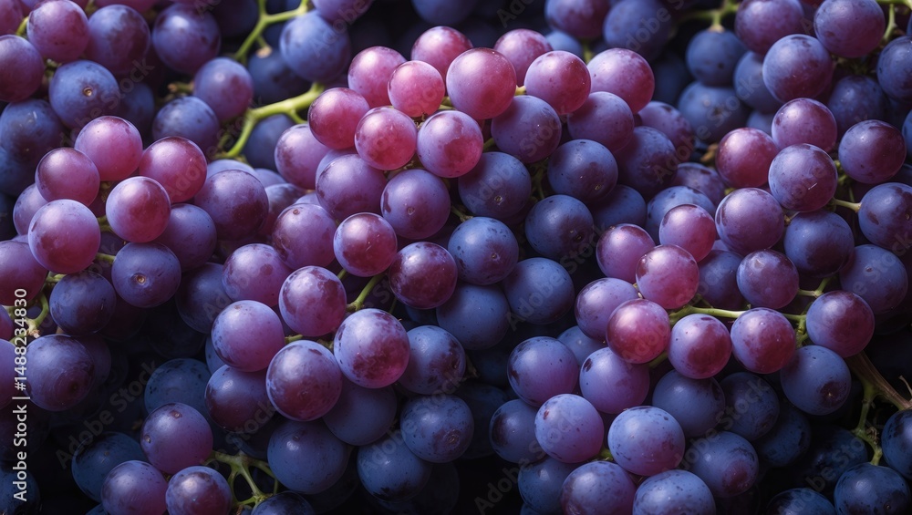 Poster background of dark grapes for red wine. blue grapes. grape vine.