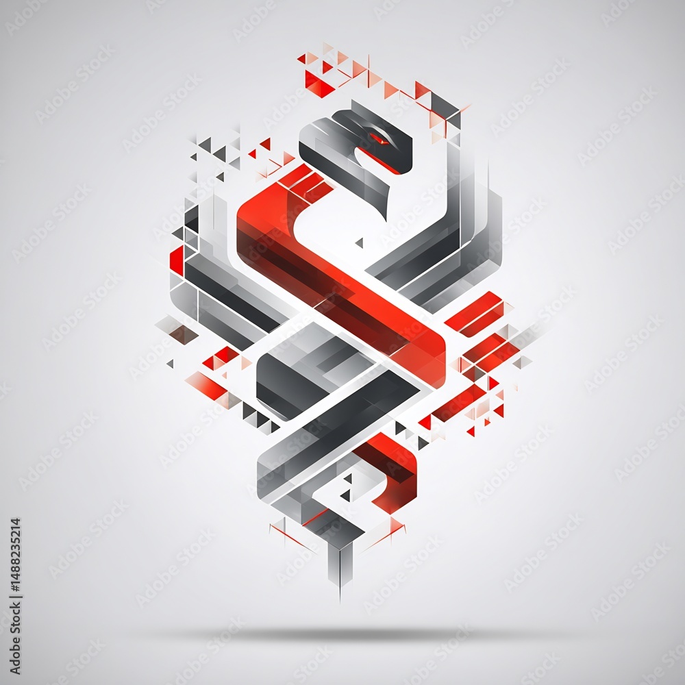Poster abstract geometric composition with angular shapes and bold color accents