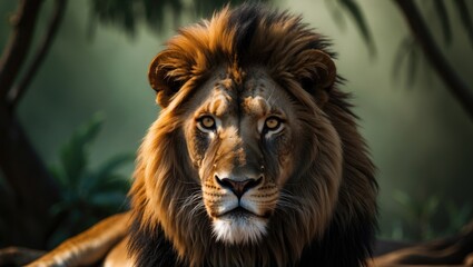 Fototapeta premium Regal Lion King in Isolation, Majestic Lion Standing