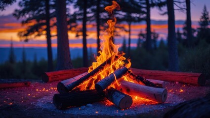 Experience the enchanting allure of a serene campfire, expertly captured with high-speed photography.