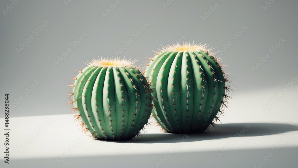 Poster Cactus with clipping path set against a white background highlighting desert and plant elements