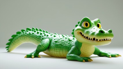 Fototapeta premium playful crocodile ornament lying supine