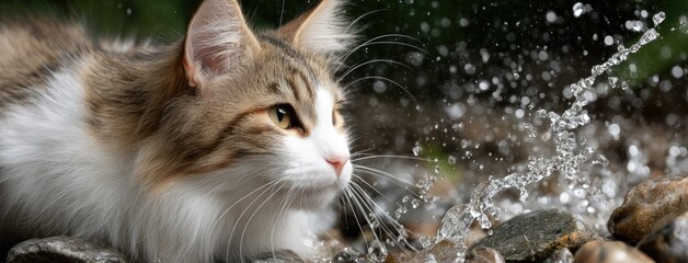 Cat surfing in the sea while wearing sunglasses showcases summer vibes and fun under the sun in a vibrant, natural setting