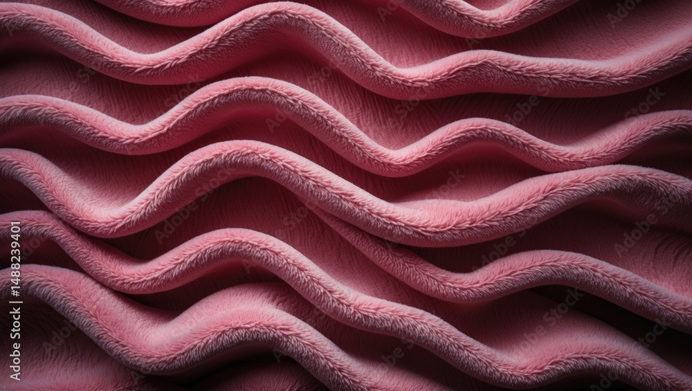 Poster close-up top view of abstract fabric texture with waves in this year's color