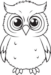 Cute Owls outline  and line art Coloring Page 