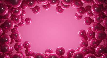 Obraz premium pink, disco ball, balls, Pink Disco Ball Frame on Pink Background